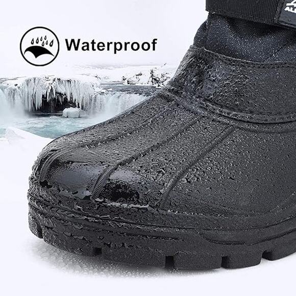 Men's Winter Waterproof Insulated Shell Warm Inner Snow Boots, Black- Size 10 - Picture 6 of 6
